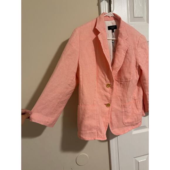 Talbots pink linen blazer sz 12 - Picture 3 of 8